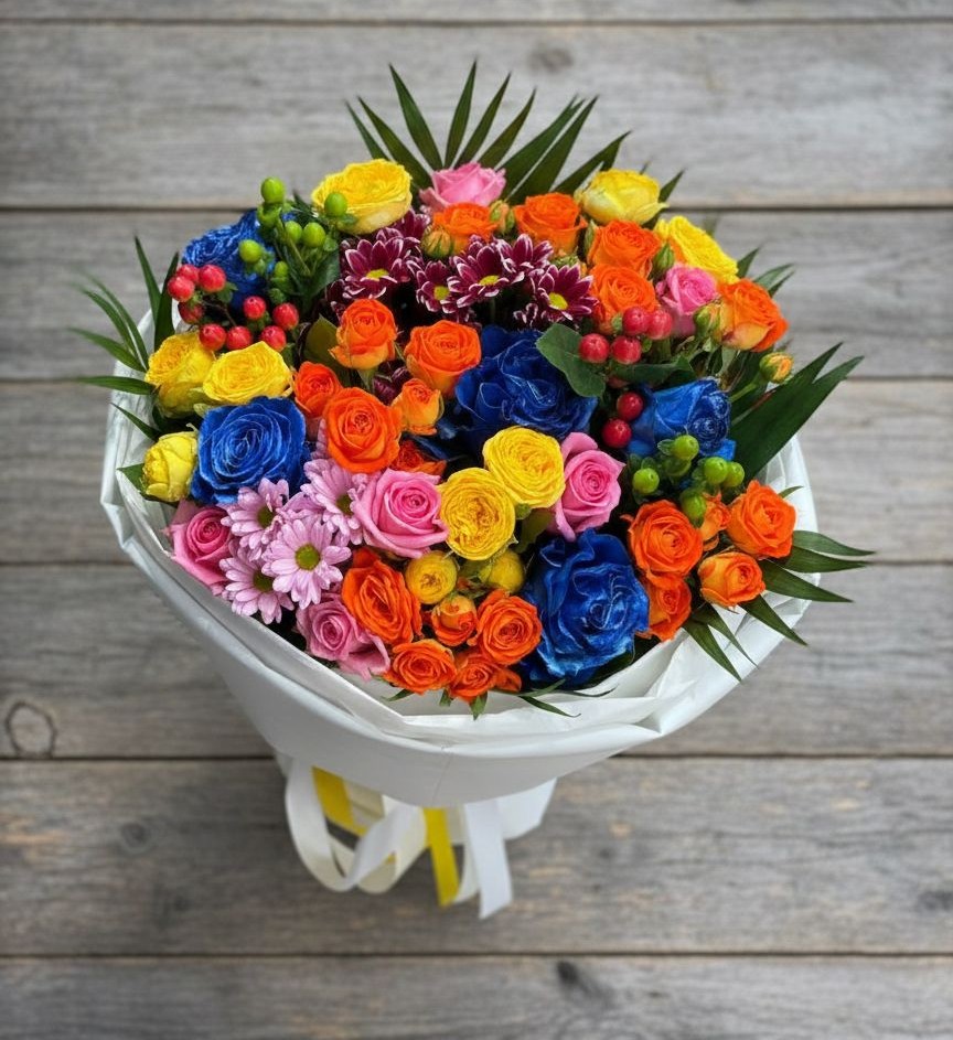 Букет цветов из: Розы и Хризантемы в Костино