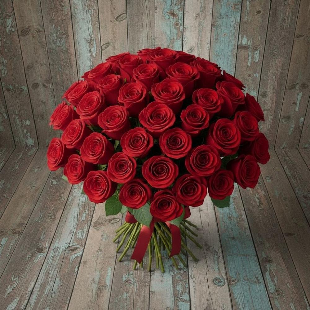 Букет 55 Красных роз Фридом в Костино