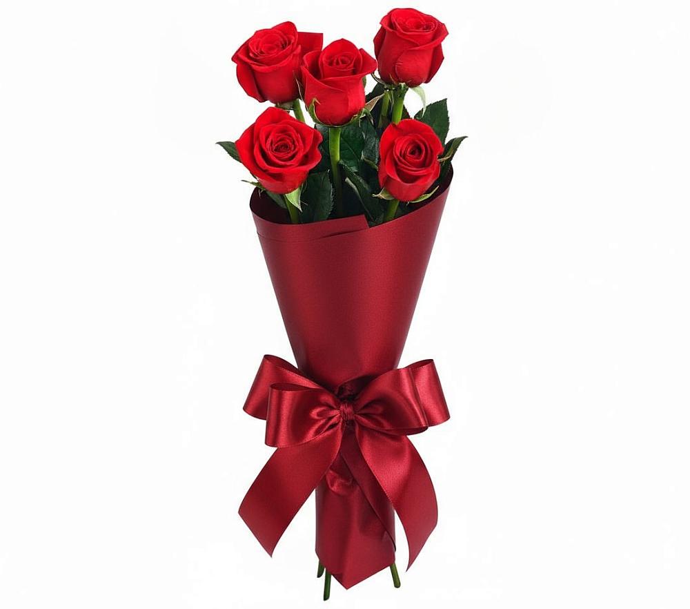 Букет 5 Красных роз Эдлесс Лав в Костино