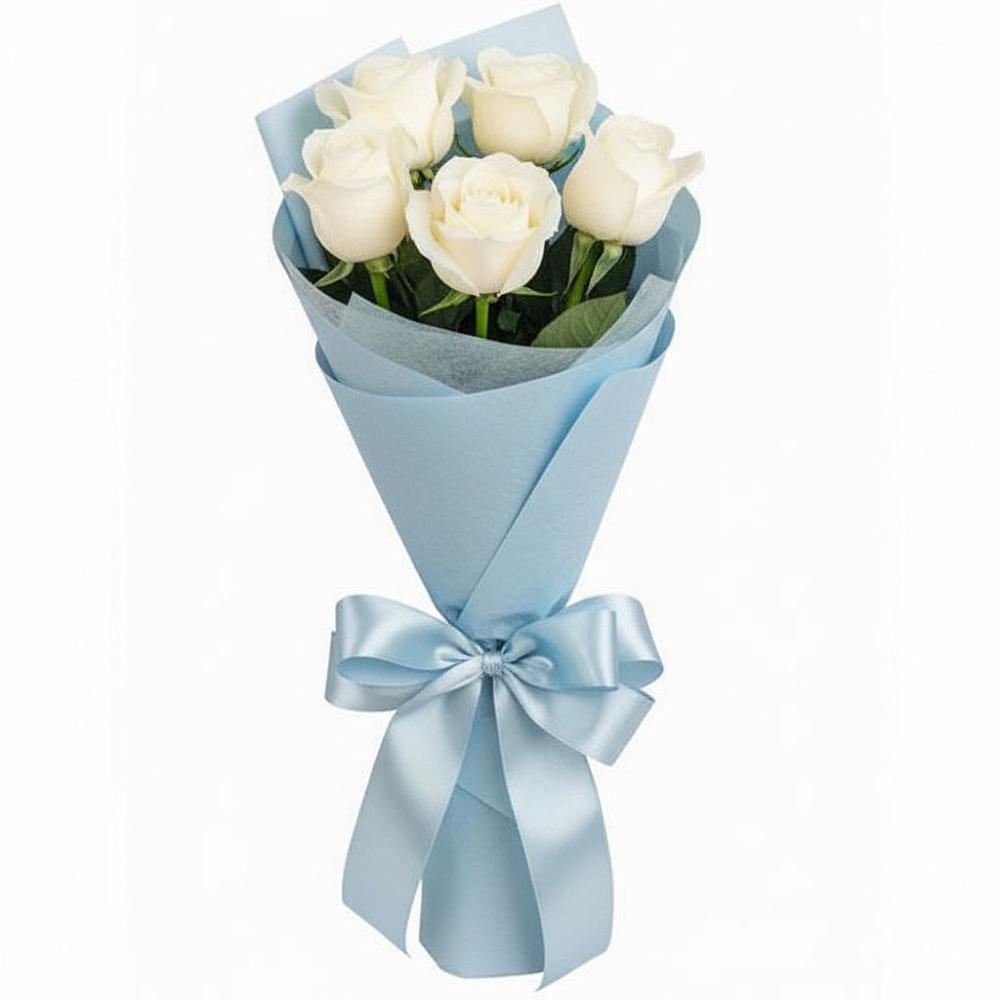 Букет 5 Белых роз Проуд в Костино