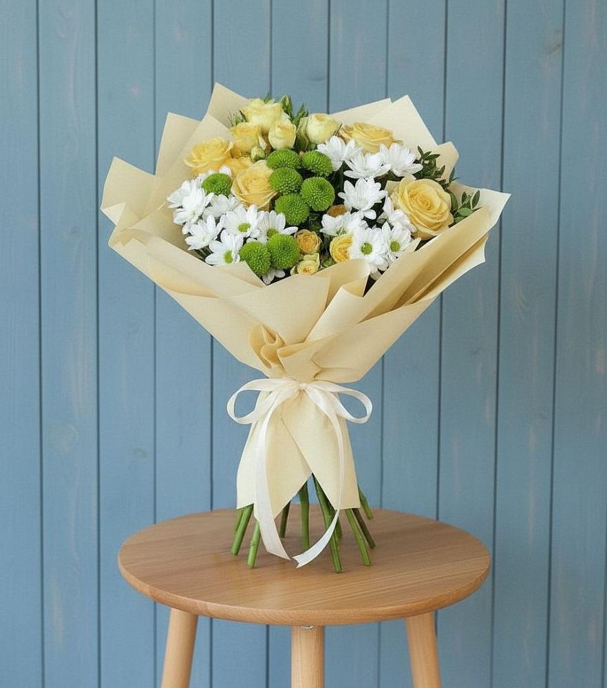 Букет цветов из: Хризантемы и Розы в Костино