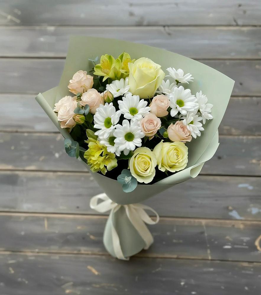 Букет цветов из: Альстромерии, Розы и Хризантемы в Костино