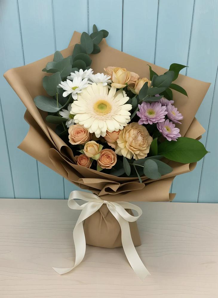 Букет цветов из: Герберы и Хризантемы в Костино