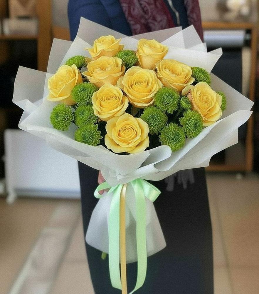 Букет цветов из: Хризантемы и Розы в Костино