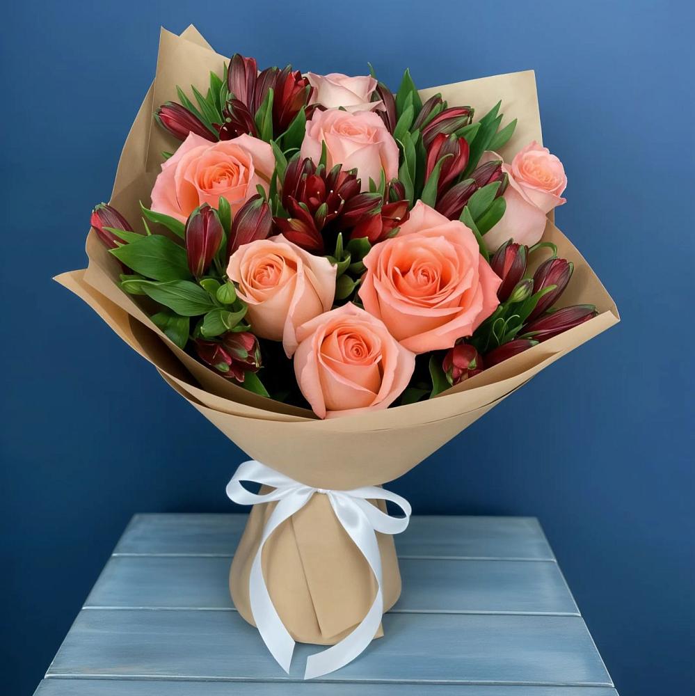 Букет цветов из: Розы и Альстромерии в Костино