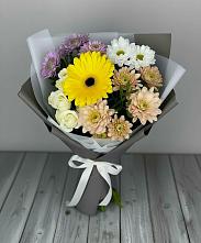 Букет цветов из:  Розы, Герберы и Хризантемы в Костино