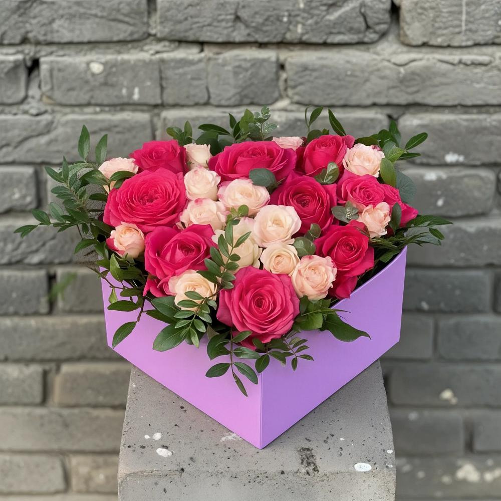 Цветочная композиция из Розы в коробке в Костино