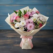 Букет цветов из:  Хризантемы, Альстромерии и Розы в Костино