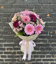 Букет цветов из:  Герберы и Хризантемы в Костино