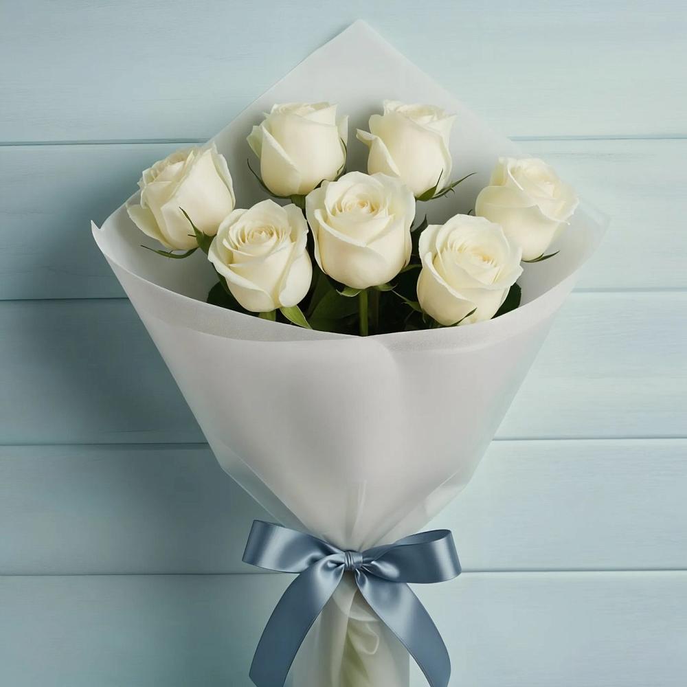 Букет 7 Белых роз Эдлесс Лав в Костино